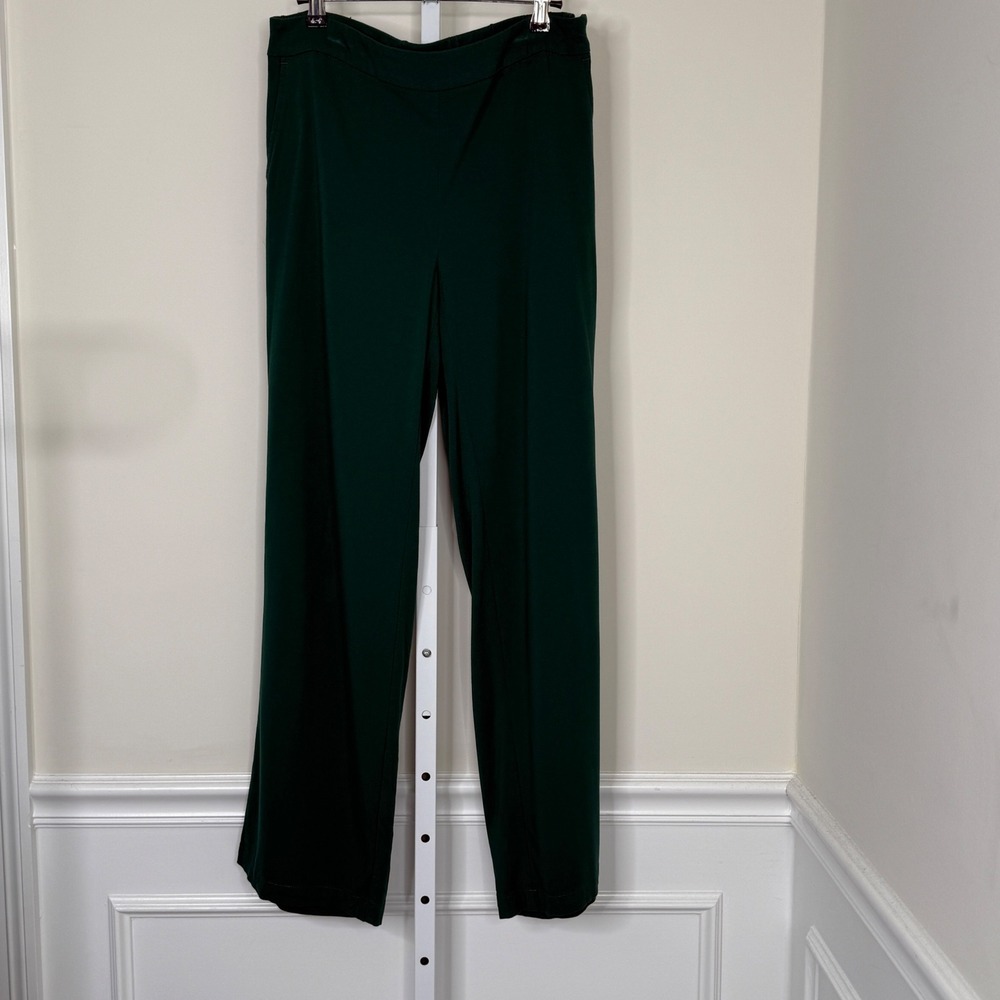 J. Jill Pants Women's 8 Preloved Boxwood Green Crepe‎ Wide Leg Trousers  Pockets